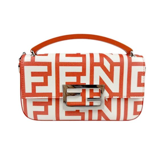 Auth FENDI x MARC JACOBS Baguette Shoulder Bag Red/White/Silver Leather - z3832
